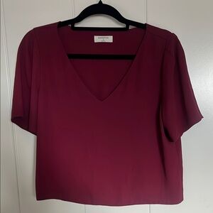 Women's V-Neck Blouse - Deep Pink
